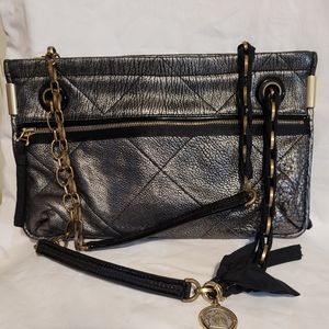 Lanvin Authentic Amalia Quilted Black/Silver Leather Shoulder/Crossbody Bag